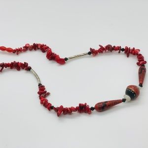 Handmade Peruvian Wood/Glass Beaded Necklace